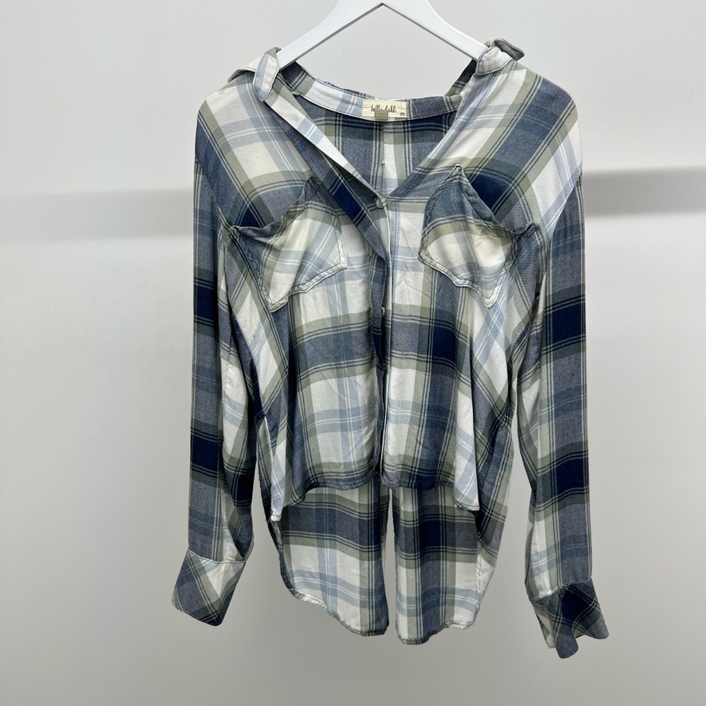 Bella Dahl Blue and White Plaid Button Down Shirt